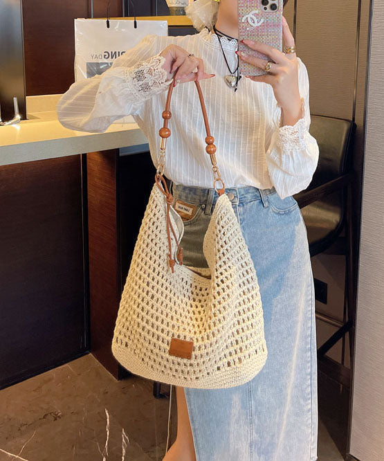 Straw Apricot Bag Shoulder Woven Large New Capacity FashionChic