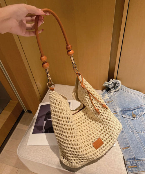 Straw Apricot Bag Shoulder Woven Large New Capacity FashionChic