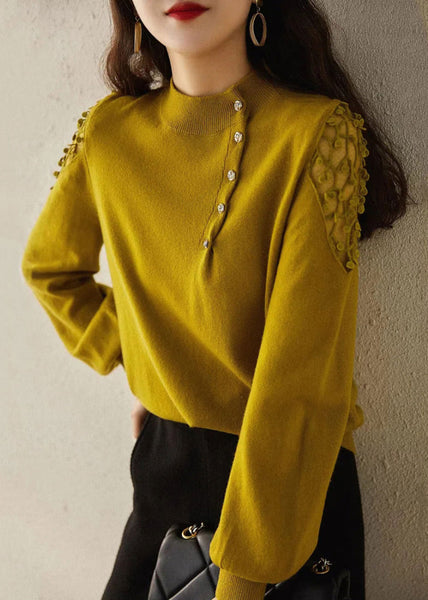 New Apricot O Neck Hollow Out Knit Sweaters Winter WX014 ABC