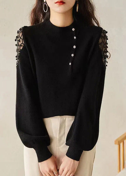 New Apricot O Neck Hollow Out Knit Sweaters Winter WX014 ABC