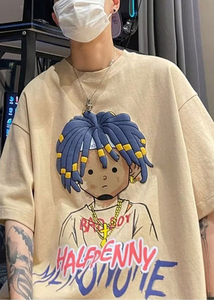 New Original Cotton Apricot Design Shirts Print Men Half Sleeve T FashionChic