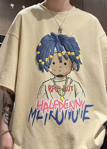 New Original Cotton Apricot Design Shirts Print Men Half Sleeve T FashionChic