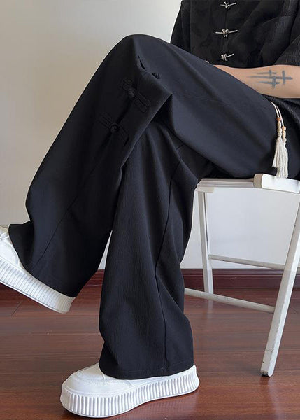 New Apricot Pockets Chinese Button Ice Silk Men Pants Summer YT042 Men-Silk-MENP240721