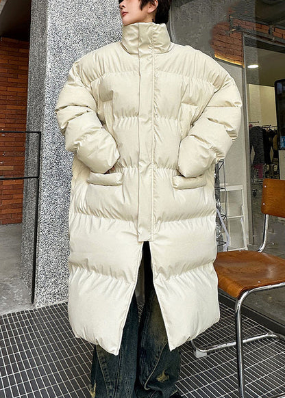 New Apricot Scarf Zip Up Pockets Men Long Parka Winter RM003 ABC