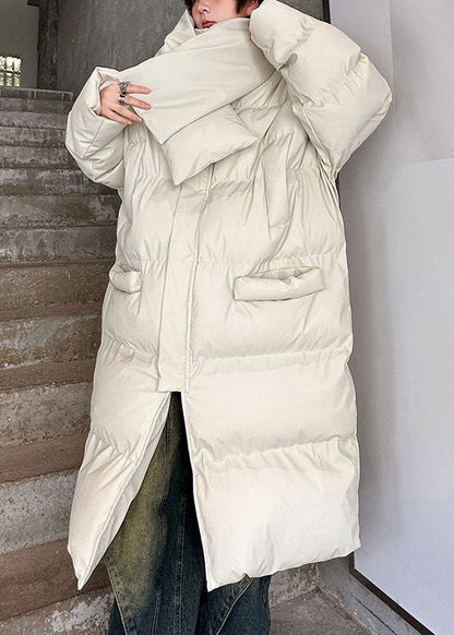 New Apricot Scarf Zip Up Pockets Men Long Parka Winter RM003 ABC