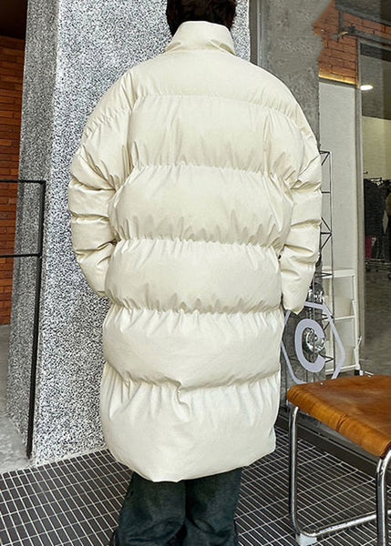 New Apricot Scarf Zip Up Pockets Men Long Parka Winter RM003 ABC