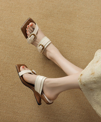 Woven New Wedge Sheepskin Slippers Heel Apricot FashionChic