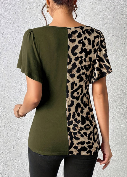 Army Butterfly Tops Asymmetrical Cotton Patchwork New Green FashionChic