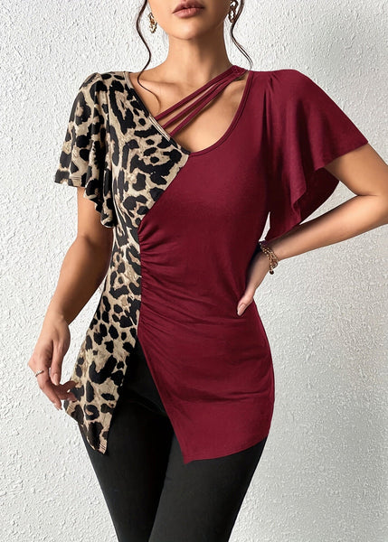 Army Butterfly Tops Asymmetrical Cotton Patchwork New Green FashionChic