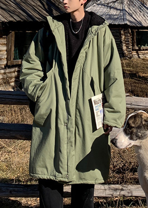 New Army Green Hooded Pockets Warm Fleece Mens Parkas Winter RJ001 ABC