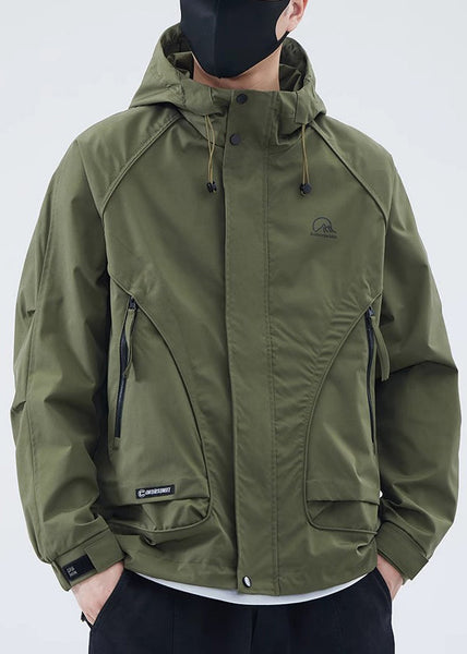 Green Spring Coat Cotton Men New Army Zippered Hooded FashionChic