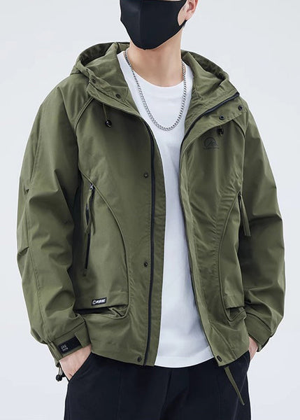 Green Spring Coat Cotton Men New Army Zippered Hooded FashionChic