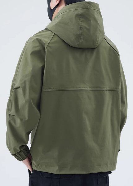 Green Spring Coat Cotton Men New Army Zippered Hooded FashionChic