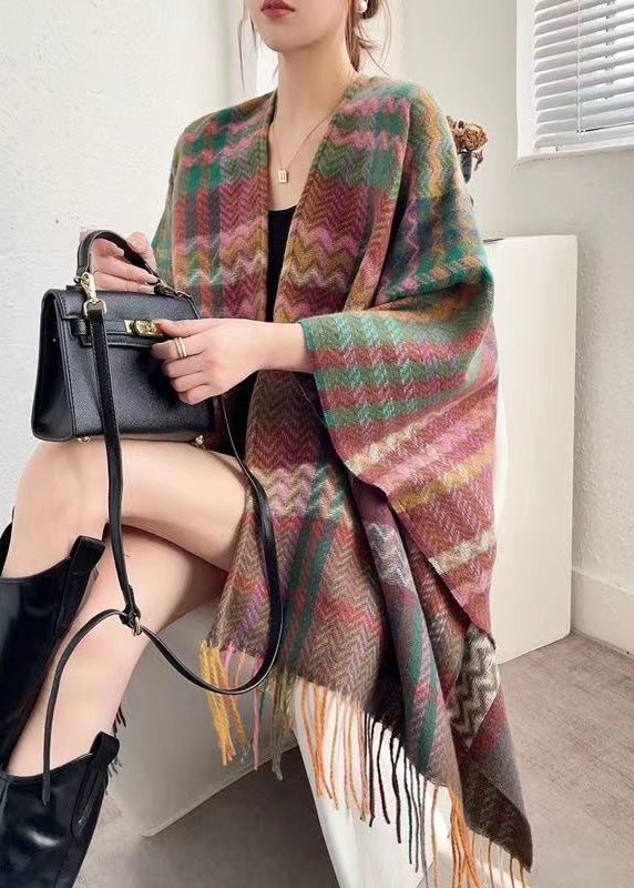 New Autumn And Winter Ethnic Style Black Coffee Tassel Shawl WO034 HS-NCT241109