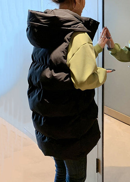 New Beige Hooded Pockets Cotton Filled Waistcoat Sleeveless YW016 ABC