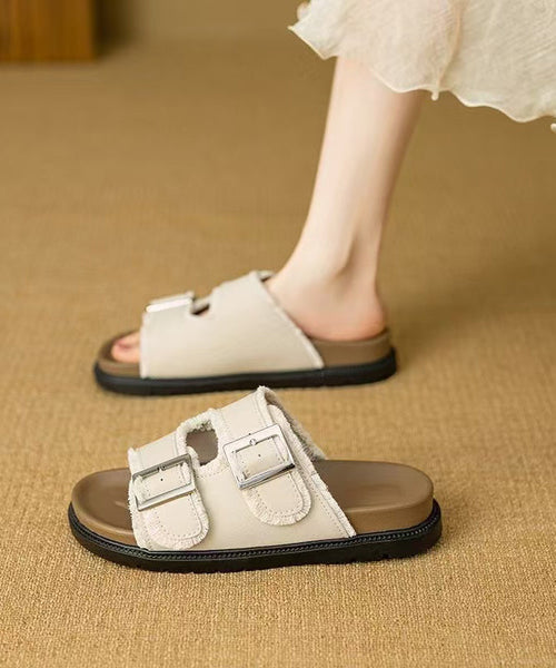 Toe Platform Beige Sandals Peep Splicing Slide New FashionChic