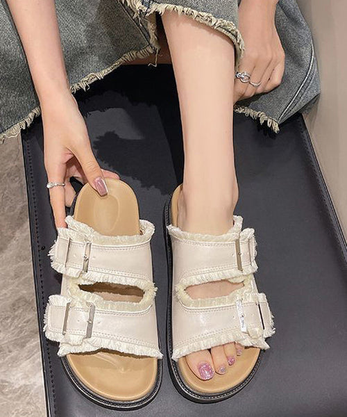 Toe Platform Beige Sandals Peep Splicing Slide New FashionChic