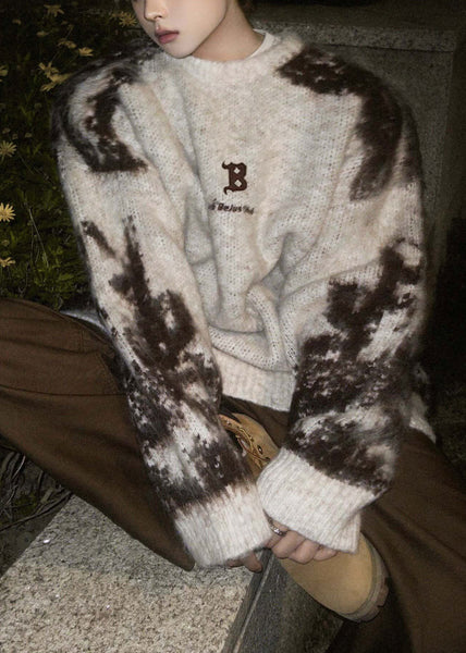 New Beige Tie Dye Cozy Knit Mens Sweaters Winter RC037 ABC