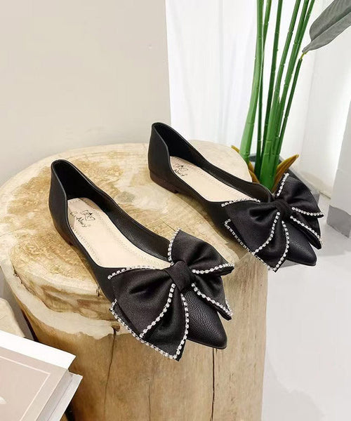New Shoes Bow Splicing Comfy Flat Black FashionChic