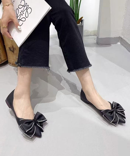 New Shoes Bow Splicing Comfy Flat Black FashionChic