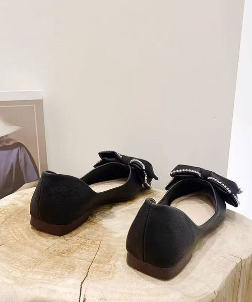 New Shoes Bow Splicing Comfy Flat Black FashionChic