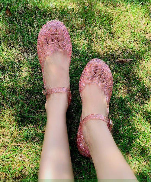 New Black Crystal Hollowed Out Wedge Heel Sandals AA005 shoe-CS240815