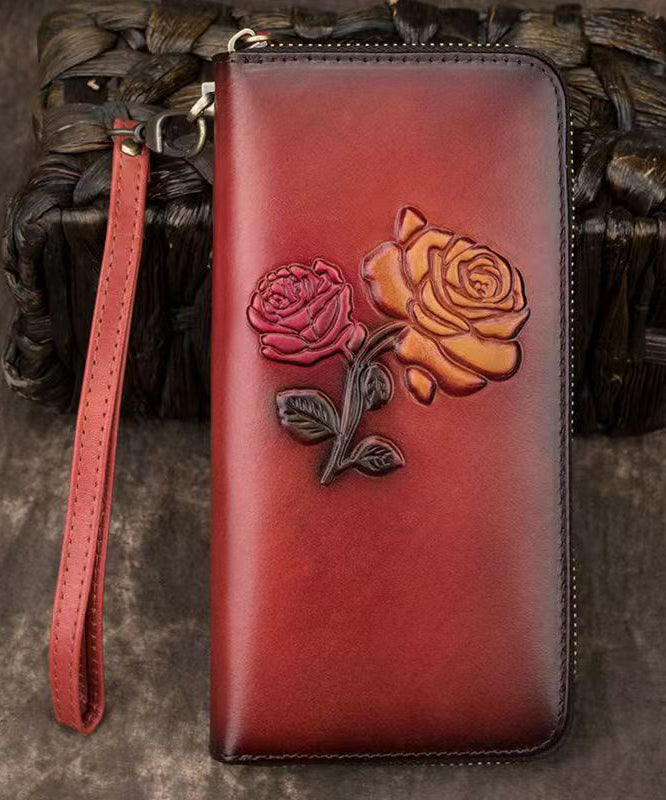 Durable Leather Purse Calf Black Embossed New Wallet FashionChic