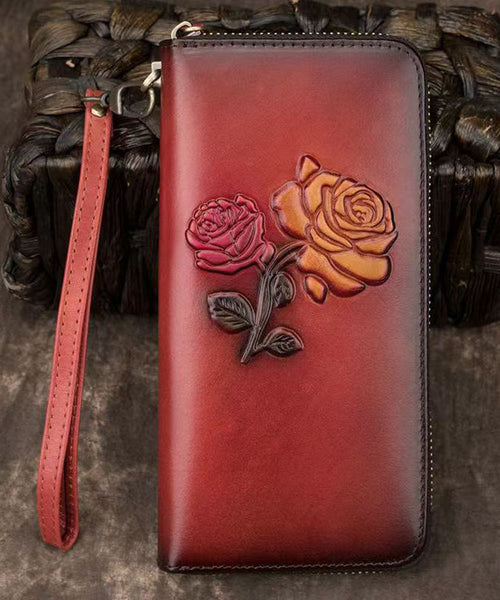 Durable Leather Purse Calf Black Embossed New Wallet FashionChic