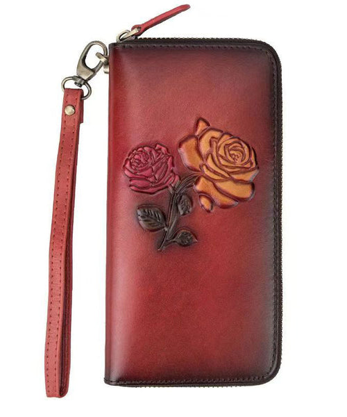 Durable Leather Purse Calf Black Embossed New Wallet FashionChic