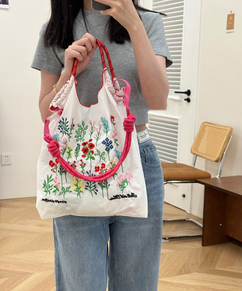 New Black Embroidered Large Capacity Nylon Shopping Bag SX1001 Ada Fashion