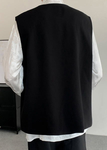 New Black Embroideried Button Silk Velour Mens Waistcoat Fall WJ035 MENCW241119