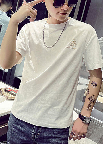 Designer Shirt Cotton New Mens Summer Black T Embroideried FashionChic