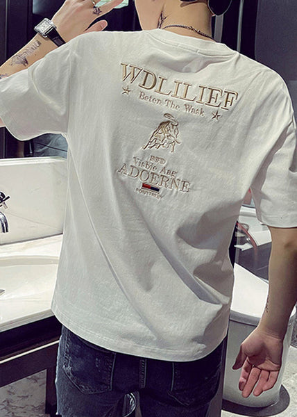 Designer Shirt Cotton New Mens Summer Black T Embroideried FashionChic