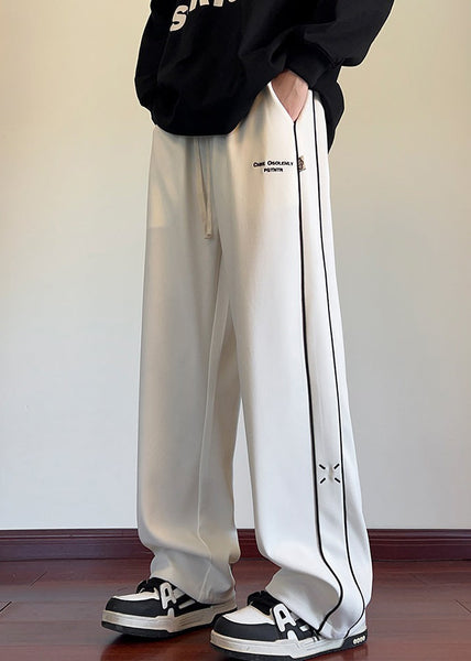 New Black Embroideried Patchwork Cotton Men Pants Fall WA048 MENP241110