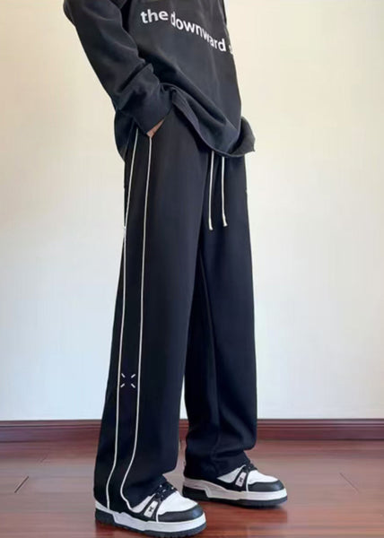 New Black Embroideried Patchwork Cotton Men Pants Fall WA048 MENP241110