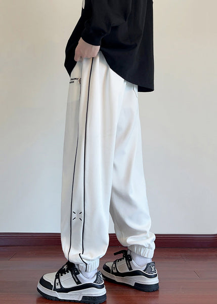 New Black Embroideried Patchwork Cotton Men Pants Fall WA048 MENP241110