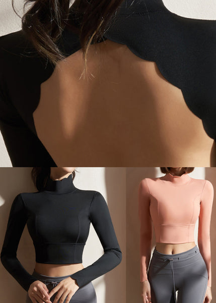 Tops Fitting Workout High Black New Neck Spring Loose FashionChic