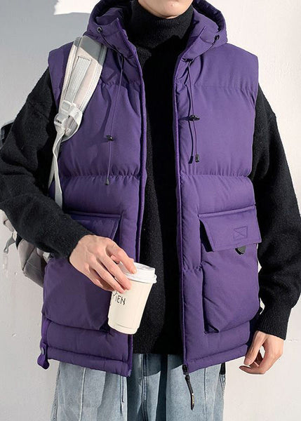 New Black Hooded Pockets Cotton Filled Mens Waistcoat Sleeveless RN013 ABC