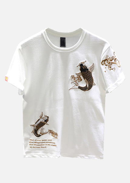 New Black O-Neck Print Cotton Men T Shirt Short Sleeve LK041 Men-Silk-MENT240630