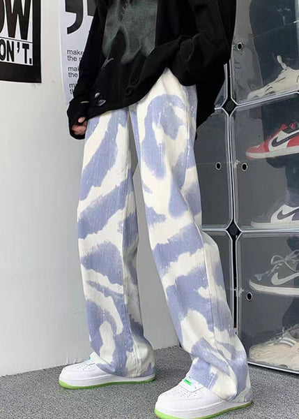 Black Oversized Casual Clothing Mens Dye New Pants Cotton Tie FashionChic