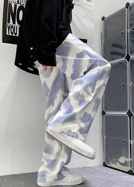 Black Oversized Casual Clothing Mens Dye New Pants Cotton Tie FashionChic