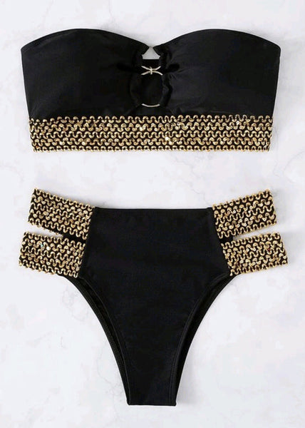 Black Chain Lingerie Linked Patchwork Sets New FashionChic