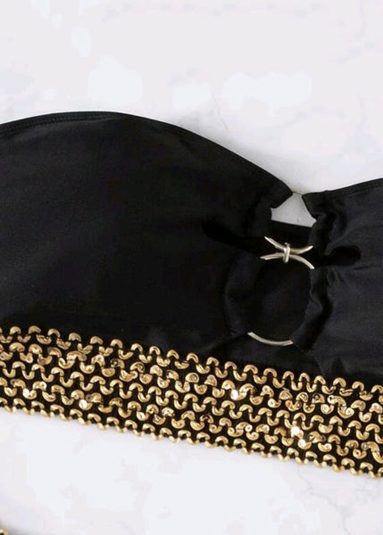 Black Chain Lingerie Linked Patchwork Sets New FashionChic