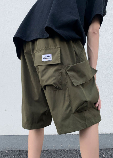 New Black Elastic Summer Pockets Shorts Mens Waist Cotton FashionChic