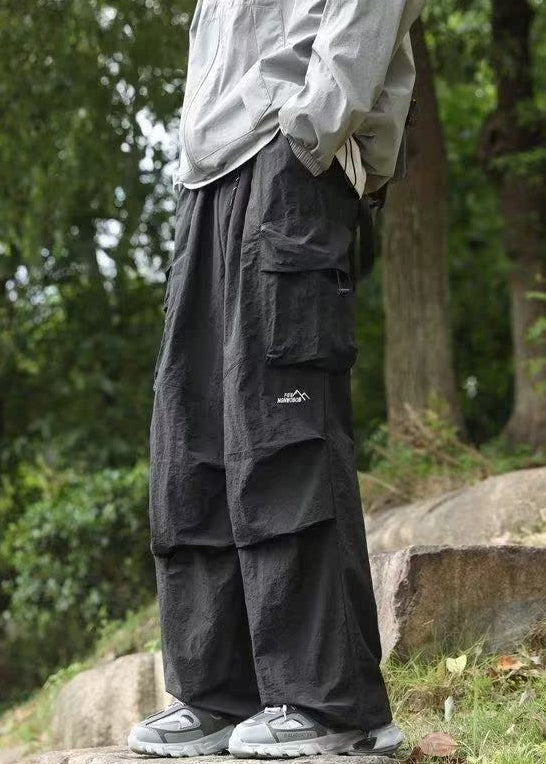 Pockets Solid Spring New Men Pants Black Cotton FashionChic