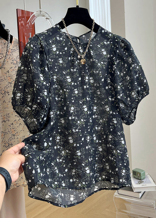 Print Cotton Black New Shirt Summer Button FashionChic