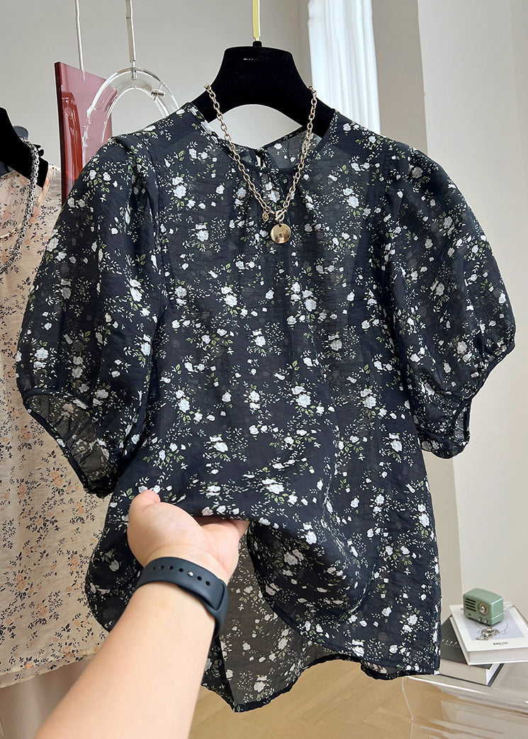 Print Cotton Black New Shirt Summer Button FashionChic