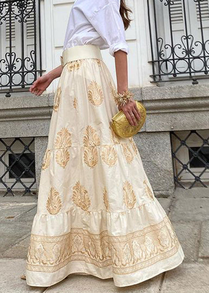 New Black Print High Waist Cotton Maxi Skirts Fall BB069 Hawaii-SKTS240622