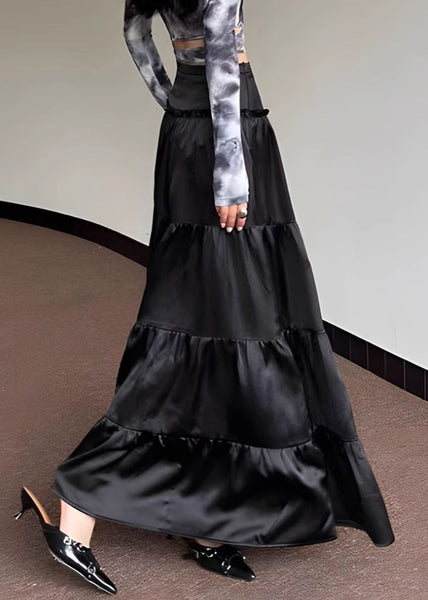 New Black Solid High Waist Maxi Skirts Summer QT048 OL-SKTS241001