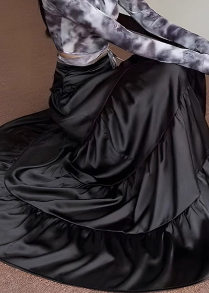 New Black Solid High Waist Maxi Skirts Summer QT048 OL-SKTS241001